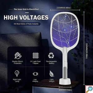  Ηλεκτρικό Eπαναφορτιζόμενο Εντομοκτόνο και Εντομοπαγίδα 2 σε 1 - Ρακέτα Κουνουπιών Μυγοσκοτώστρα