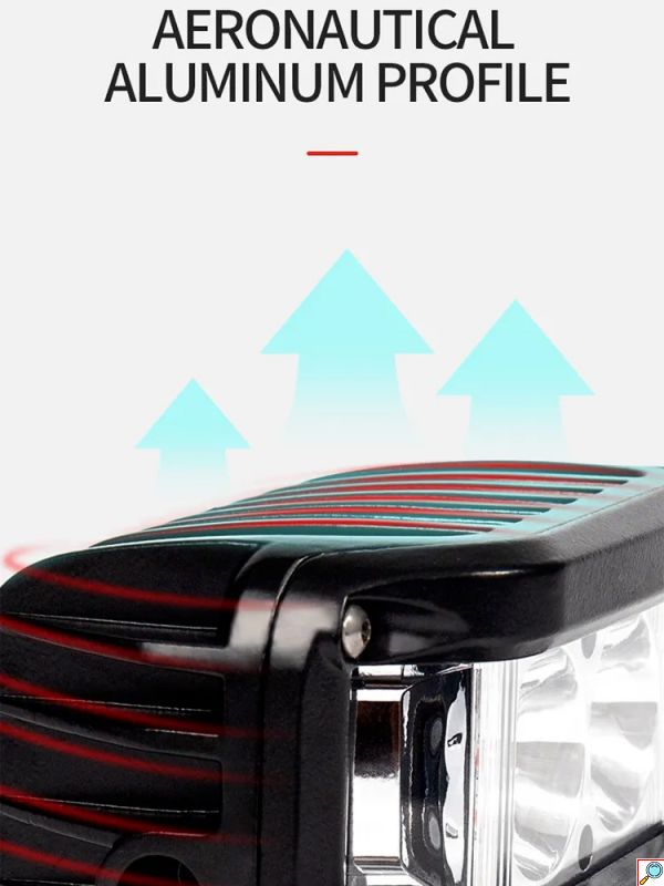 Motowolf® Αδιάβροχο Προβολάκι Αλουμινίου με Λευκό & Μπλε - Κόκκινο Flash Αστυνομίας Περιπολικού Εκτάκτου Ανάγκης Φωτισμό για Μοτοσυκλέτες 25W - Mαύρο