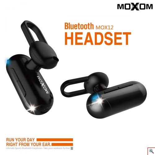 Mini Bluetooth Ασύρματο Ακουστικό HandsFree Multi-Point Moxom Binaural Headset
