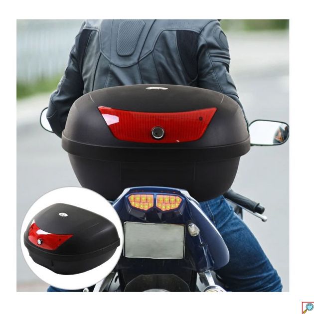 Μπαγκαζιέρα Μοτοσυκλέτας A28 51Lt με Κλειδαριά και Ανακλαστικές Επιφάνειες - Βαλίτσα Αποθήκευσης Μηχανής Μαύρο