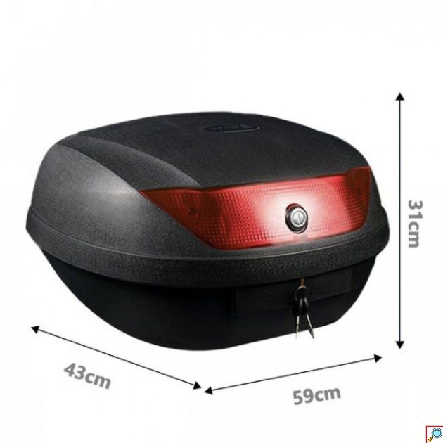 Μπαγκαζιέρα Μοτοσυκλέτας A28 Χωρητικότητας 51Lt με Ανακλαστικές Επιφάνειες - Βαλίτσα Αποθήκευσης Μηχανής Μαύρο 