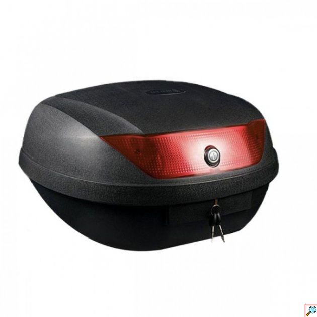 Μπαγκαζιέρα Μοτοσυκλέτας A28 Χωρητικότητας 51Lt με Ανακλαστικές Επιφάνειες - Βαλίτσα Αποθήκευσης Μηχανής Μαύρο 