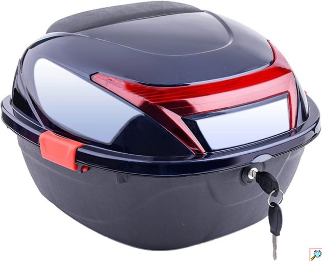 Μπαγκαζιέρα Μοτοσυκλέτας Χωρητικότητας 28Lt με Ανακλαστικές Επιφάνειες - Βαλίτσα Αποθήκευσης Μηχανής Μαύρο