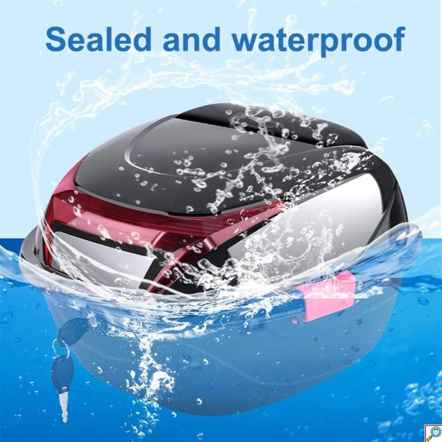 Μπαγκαζιέρα Μοτοσυκλέτας Χωρητικότητας 28Lt με Ανακλαστικές Επιφάνειες - Βαλίτσα Αποθήκευσης Μηχανής Μαύρο