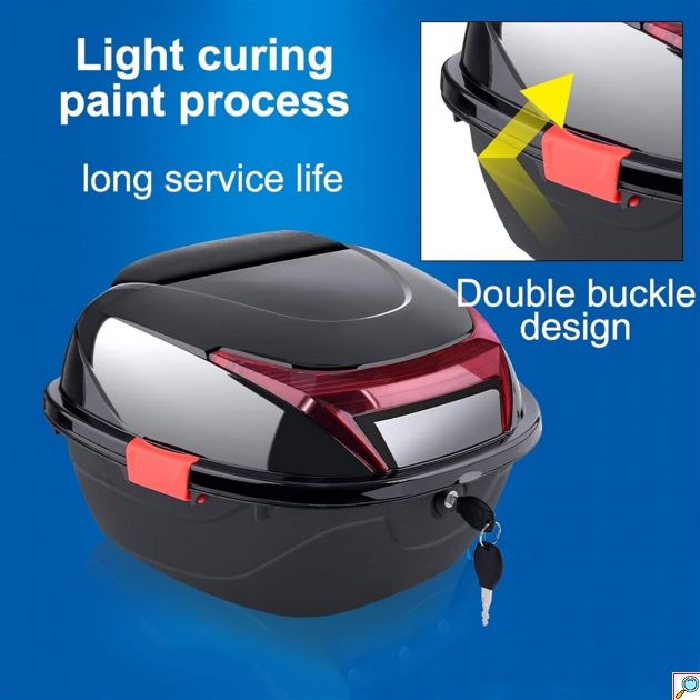 Μπαγκαζιέρα Μοτοσυκλέτας Χωρητικότητας 28Lt με Ανακλαστικές Επιφάνειες - Βαλίτσα Αποθήκευσης Μηχανής Μαύρο