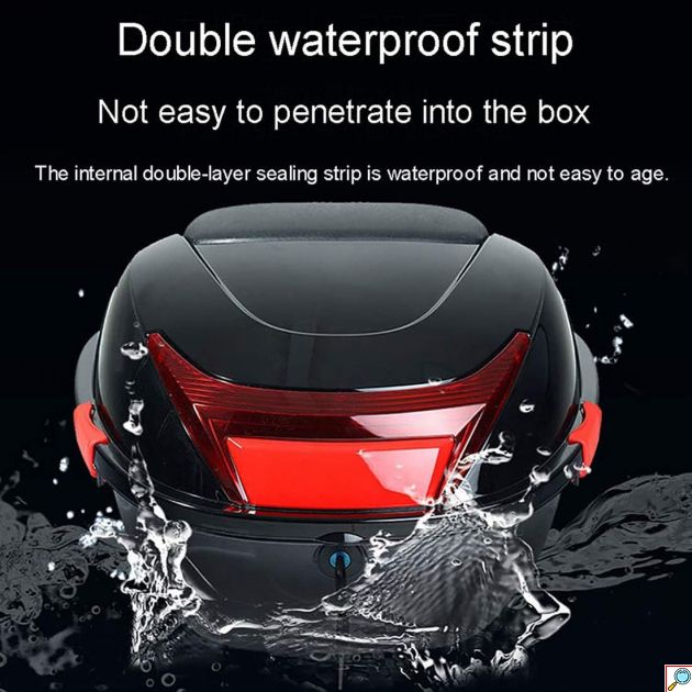 Μπαγκαζιέρα Μοτοσυκλέτας Χωρητικότητας 28Lt με Ανακλαστικές Επιφάνειες - Βαλίτσα Αποθήκευσης Μηχανής Μαύρο