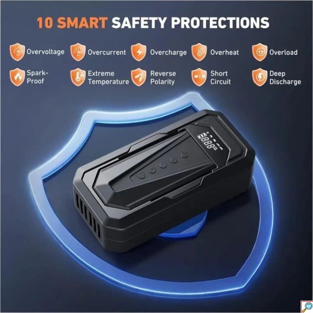Εκκινητής Μπαταρίας Αυτοκινήτου DDQ-1018 – 10800mAh Jump Starter με Κομπρεσέρ 150 PSI | 4-σε-1, Power Bank, Φακός LED, για Όχημα & Μηχανή