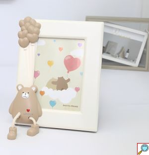 3D Παιδική Κορνίζα Φωτογραφιών με Αρκουδάκια σε Γήινες Αποχρώσεις