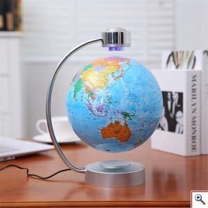 Μαγνητική Ιπτάμενη Αιωρούμενη Υδρόγειος Σφαίρα 15cm Περιστρεφόμενη με Φωτισμό LED Γεωφυσική Μπλε - Magnetic Levitation and Rotation Globe