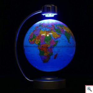 Μαγνητική Ιπτάμενη Αιωρούμενη Υδρόγειος Σφαίρα 15cm Περιστρεφόμενη με Φωτισμό LED Γεωφυσική Μπλε - Magnetic Levitation and Rotation Globe