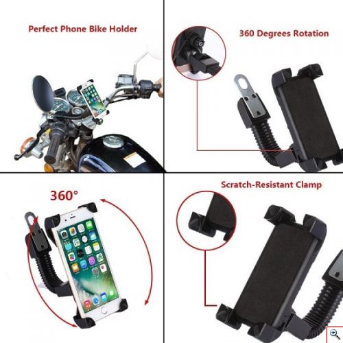 Περιστρεφόμενη Βάση - Δαγκάνα Κινητού για Μηχανή και Ποδήλατο