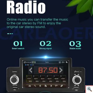 Multimedia Bluetooth Ηχοσύστημα Οθόνη Αφής 5 με Μικρόφωνο για Handsfree Κλήσεις Αυτοκινήτου MirrorLink, MP5 Player 4x80W, FM Radio, USB, AV