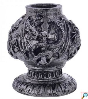 Μεγάλος Ναργιλές με 2 Σωλήνες - Ασημί Δράκος - Shisha Hookah Silver Dragon - 49cm