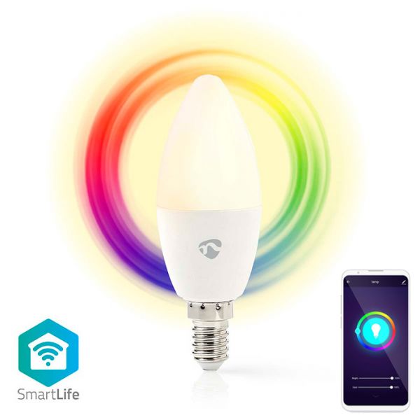 Nedis Έξυπνη WiFi LED RGB Λάμπα Ε14 4.9W 470LM με App Εφαρμογή Κινητού για Ρύθμιση Φωτεινότητας, Χρώματος & Χρονοδιακόπτη