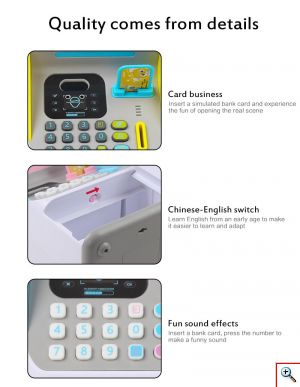 Νέο Μίνι ΑΤΜ με Ηλεκτρονικό Κλείδωμα Προσώπου, Αυτόματη Κύλιση Χαρτονομίσματων & Κερμάτων για Αγόρια & Κορίτσια - Γαλάζιο