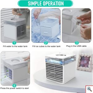 NexFan® Φορητό USB Κλιματιστικό με LED Φωτισμό 4 σε 1 Air Cooler - Ανεμιστήρας - Air Condition & Υγραντήρας με Τεχνολογία Εξάτμισης