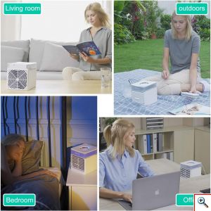 NexFan® Φορητό USB Κλιματιστικό με LED Φωτισμό 4 σε 1 Air Cooler - Ανεμιστήρας - Air Condition & Υγραντήρας με Τεχνολογία Εξάτμισης
