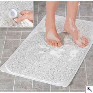 WashMat® Αντιμικροβιακό Χαλάκι Πατάκι & Σφουγγάρι Απολέπισης Ποδιών με Βεντούζες Ντουζιέρας / Μπανιέρας 