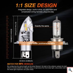 NovSight® LED Λάμπες Αυτοκινήτου H4 70W 12000Lm 6000K - Λαμπτήρες Πορείας Car LED Headlights F10