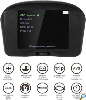 OBD 2 Διαγνωστικό Αυτοκινήτου 11 Λειτουργίες με Οθόνη HUD Ψηφιακό με Καλώδιο