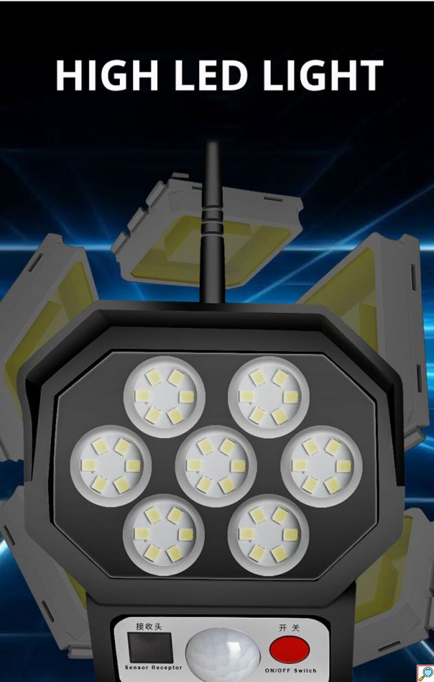 Mini Αδιάβροχο Ηλιακό 42 LED Φωτιστικό Δρόμου & Ομοίωμα Κάμερας Ασφαλείας Dummy με Φωτοκύτταρο, Αισθητήρα Κίνησης & Τηλεχειριστήριο - Μαύρο