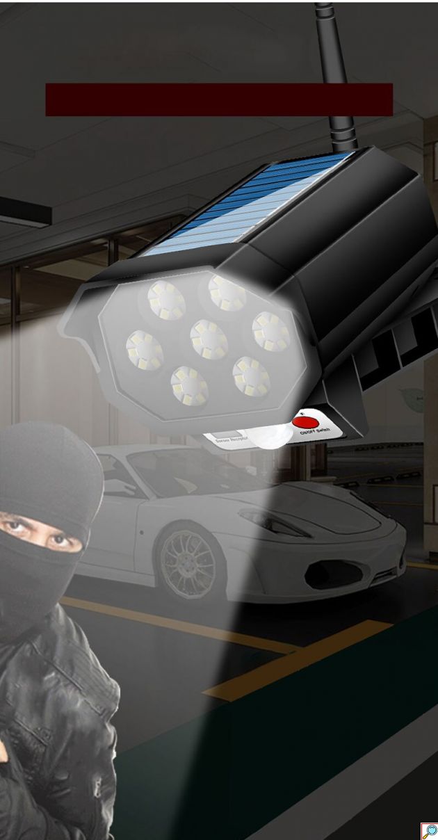Mini Αδιάβροχο Ηλιακό 42 LED Φωτιστικό Δρόμου & Ομοίωμα Κάμερας Ασφαλείας Dummy με Φωτοκύτταρο, Αισθητήρα Κίνησης & Τηλεχειριστήριο - Μαύρο