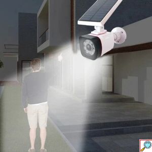 Αδιάβροχο Ηλιακό 8 LED Φωτιστικό Δρόμου & Ομοίωμα Κάμερας Ασφαλείας Dummy με Φωτοκύτταρο, Αισθητήρα Κίνησης, 3 Λειτουργίες Φωτισμού & Τηλεχειριστήριο