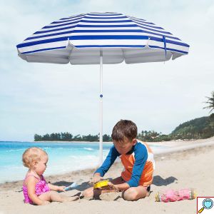 Ομπρέλα Θαλάσσης Ριγέ 220cm με Κλίση & 8 Ακτίνες