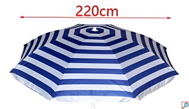 Ομπρέλα Θαλάσσης Ριγέ 220cm με Κλίση & 8 Ακτίνες