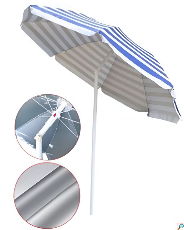 Ομπρέλα Θαλάσσης Ριγέ 220cm με Κλίση & 8 Ακτίνες