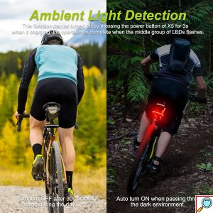 Οπίσθιο Ασύρματο Φανάρι Laser Ποδηλάτου Επαναφορτιζόμενο με Usb και Φλας με Χειριστήριο στο Τιμόνι - Meilan