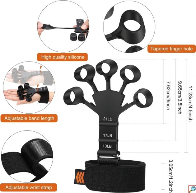Όργανο Ενδυνάμωσης Χεριού & Δακτύλων Καουτσούκ - Με 3 Επίπεδα Αντίστασης - Hand Grip Strengthener