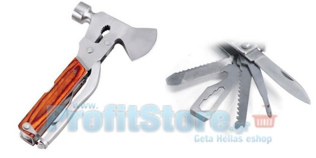 Πολυεργαλείο 10 σε 1 με Σφυρί, Τσεκούρι, Πένσα, Μαχαίρι, Λίμα, Πριόνι, Ανοιχτήρι και Κατσαβίδια 