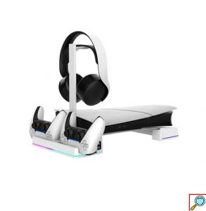 Οριζόντια Βάση PS5 Slim iPega με RGB Φωτισμό Λευκή – Αντιολισθητική και Εργονομική