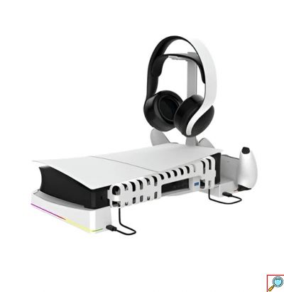 Οριζόντια Βάση PS5 Slim iPega με RGB Φωτισμό Λευκή – Αντιολισθητική και Εργονομική