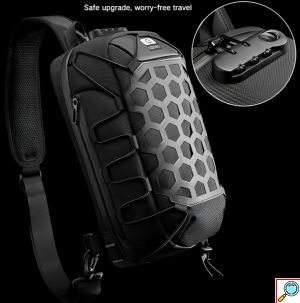 Ozuko Ανδρική Αντικλεπτική Oxford Τσάντα Ώμου Αδιάβροχη - Μαύρη