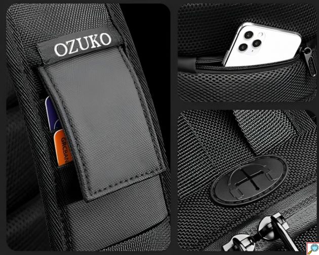 Ozuko Ανδρική Αντικλεπτική Oxford Τσάντα Ώμου Αδιάβροχη - Μαύρη