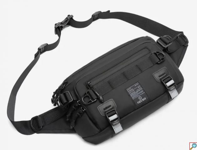 Ozuko Ανδρικό Τσαντάκι Μέσης - Crossbody Αδιάβροχο - 3.8L - Μαύρο