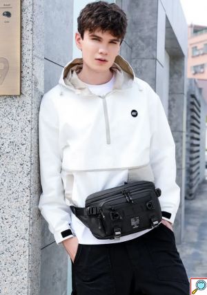 Ozuko Ανδρικό Τσαντάκι Μέσης - Crossbody Αδιάβροχο - 3.8L - Μαύρο