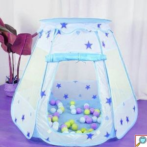 Pop-Up Εξαγωνική Παιδική Σκηνή με Αστέρια 120x120x90cm - Γαλάζια