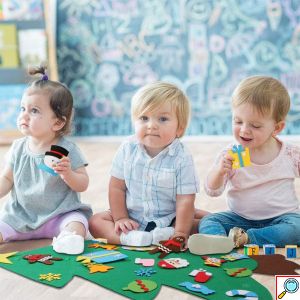 Παιδική Χριστουγεννιάτικη DIY Κατασκευή Τοίχου από Τσόχα - Χριστουγεννιάτικο Δέντρο 100cm με 29 Στολίδια