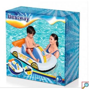 Bestway Παιδικό Φουσκωτό Σωσίβιο με Χειρολαβές Jet Ski Λευκό με Πολύχρωμα Σχέδια 110cm x 75cm 