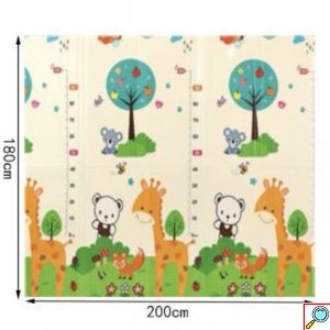 XXL Μεγάλο Παιδικό Μαλακό Ισοθερμικό Χαλάκι/Ταπέτο Δραστηριοτήτων Μπεζ Διπλής Όψης Playmat 2,00x1,80x0,8m