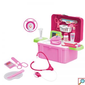 Παιδικό Βαλιτσάκι Γιατρού Ροζ 14 Τεμαχίων με Φωτισμό και Αξεσουάρ