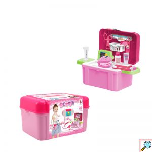 Παιδικό Βαλιτσάκι Γιατρού Ροζ 14 Τεμαχίων με Φωτισμό και Αξεσουάρ
