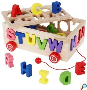 Εκπαιδευτικό Ξύλινο Παιχνίδι Αριθμών για 3+ ετών με Πολύχρωμα Γράμματα