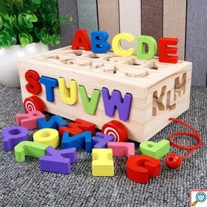 Εκπαιδευτικό Ξύλινο Παιχνίδι Αριθμών για 3+ ετών με Πολύχρωμα Γράμματα