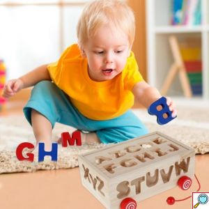 Εκπαιδευτικό Ξύλινο Παιχνίδι Αριθμών για 3+ ετών με Πολύχρωμα Γράμματα