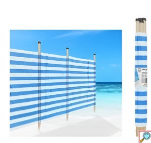 Παραβάν Παραλίας - Camping για Ιδιωτικότητα & Προστασία από τον Άνεμο με Πασσάλους - Ριγέ 600 x 150cm