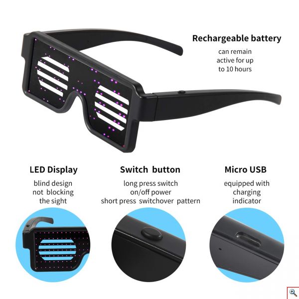 LED Φωτιζόμενα Γυαλιά για Πάρτυ - GlowGlasses Party Light Eyeglasses